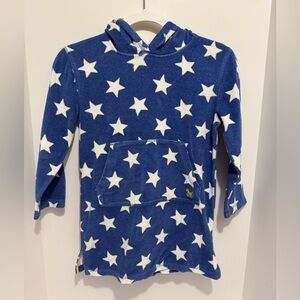 Mini Boden Hooded Terry Cloth Star pattern Swim Cover Up Toweling Robe Size 7-8
